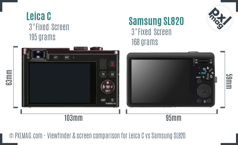 Leica C vs Samsung SL820 Screen and Viewfinder comparison