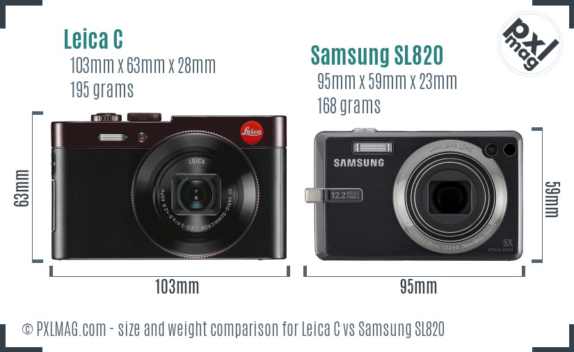 Leica C vs Samsung SL820 size comparison
