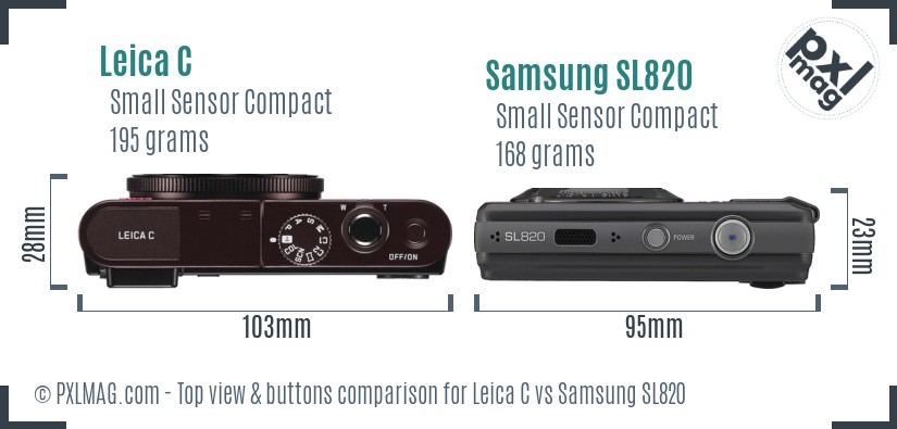 Leica C vs Samsung SL820 top view buttons comparison