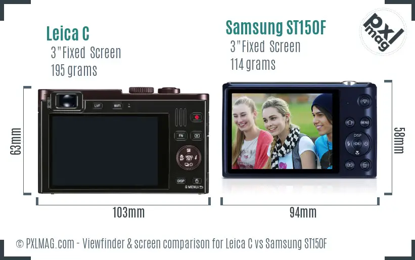 Leica C vs Samsung ST150F Screen and Viewfinder comparison