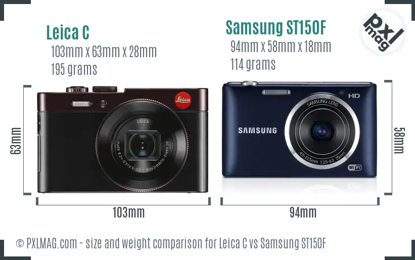 Leica C vs Samsung ST150F size comparison