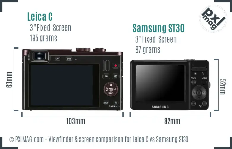Leica C vs Samsung ST30 Screen and Viewfinder comparison