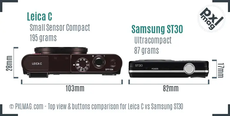 Leica C vs Samsung ST30 top view buttons comparison