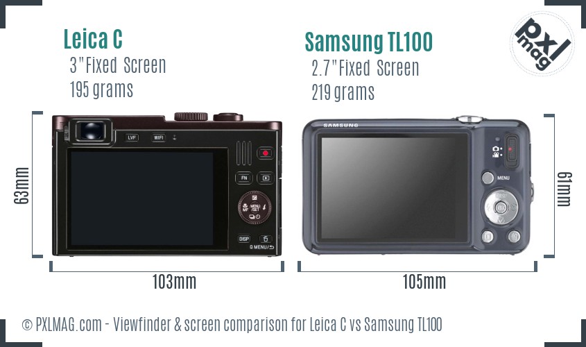 Leica C vs Samsung TL100 Screen and Viewfinder comparison