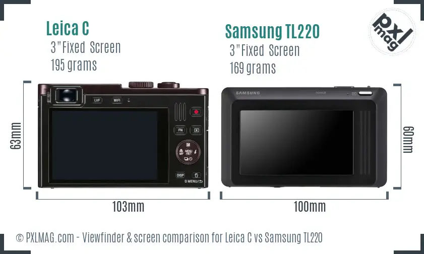 Leica C vs Samsung TL220 Screen and Viewfinder comparison