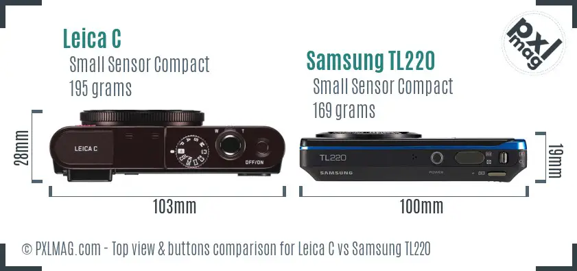Leica C vs Samsung TL220 top view buttons comparison