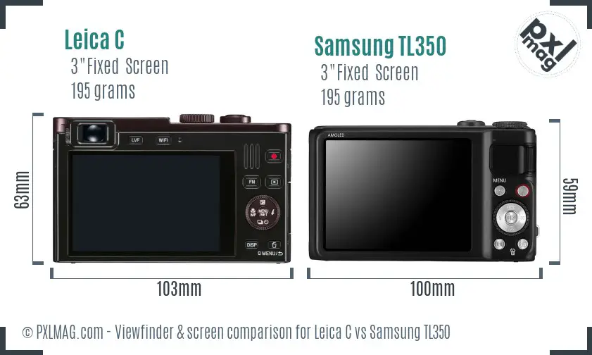 Leica C vs Samsung TL350 Screen and Viewfinder comparison