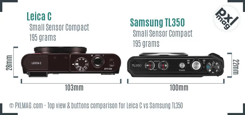Leica C vs Samsung TL350 top view buttons comparison