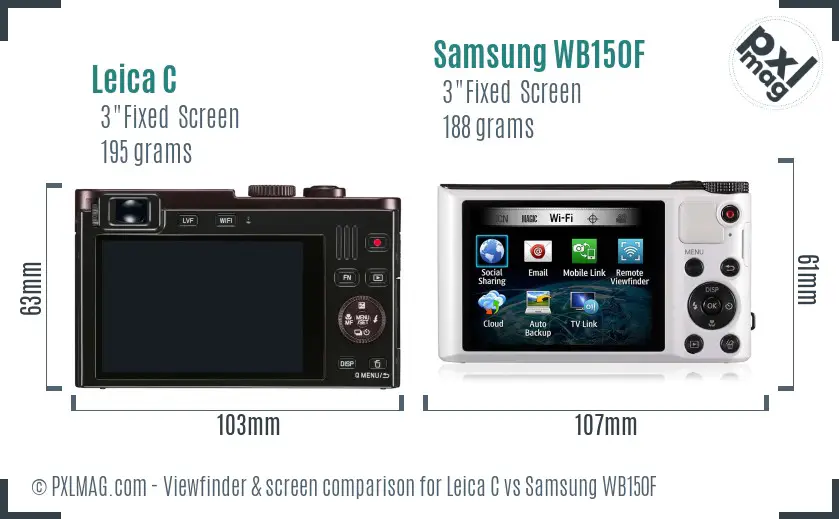 Leica C vs Samsung WB150F Screen and Viewfinder comparison Leica C vs Samsung WB150F Screen and Viewfinder comparison