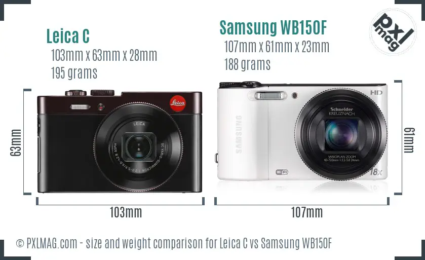 Leica C vs Samsung WB150F size comparison Leica C vs Samsung WB150F size comparison