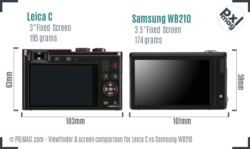 Leica C vs Samsung WB210 Screen and Viewfinder comparison