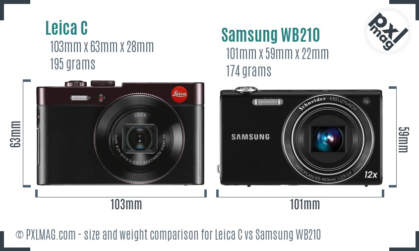 Leica C vs Samsung WB210 size comparison