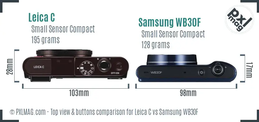 Leica C vs Samsung WB30F top view buttons comparison