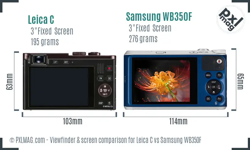 Leica C vs Samsung WB350F Screen and Viewfinder comparison