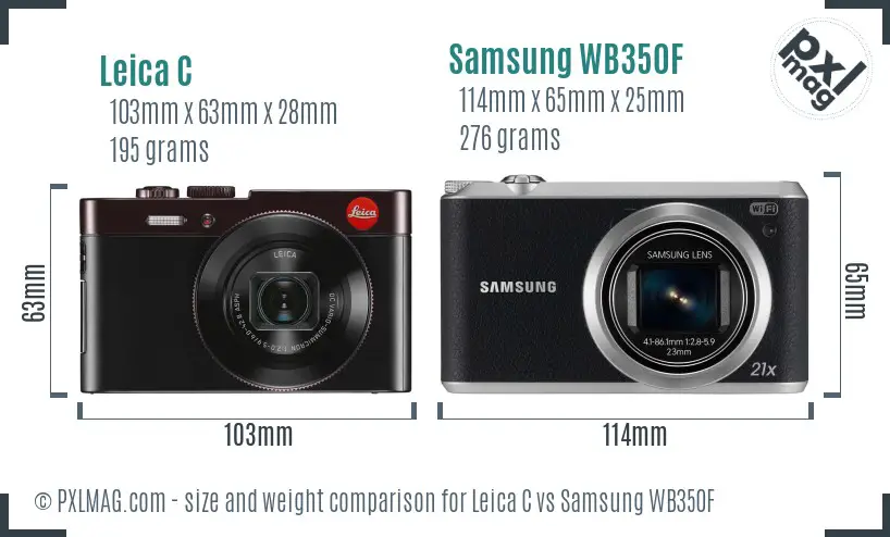 Leica C vs Samsung WB350F size comparison