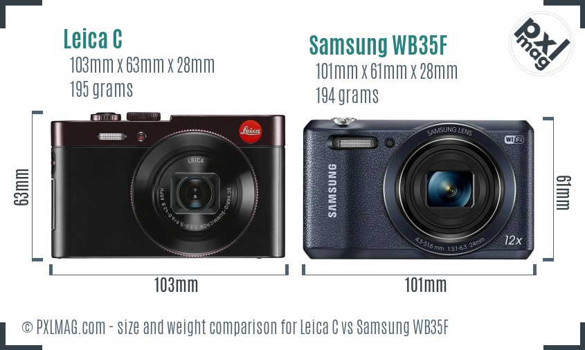 Leica C vs Samsung WB35F size comparison