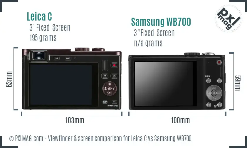 Leica C vs Samsung WB700 Screen and Viewfinder comparison