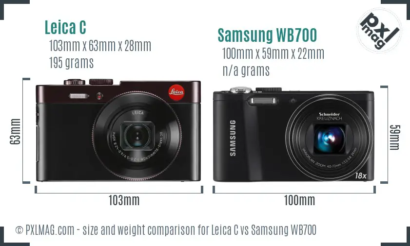 Leica C vs Samsung WB700 size comparison