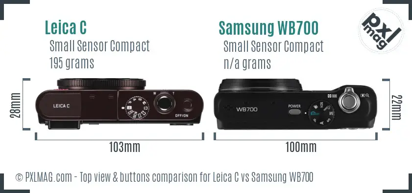 Leica C vs Samsung WB700 top view buttons comparison