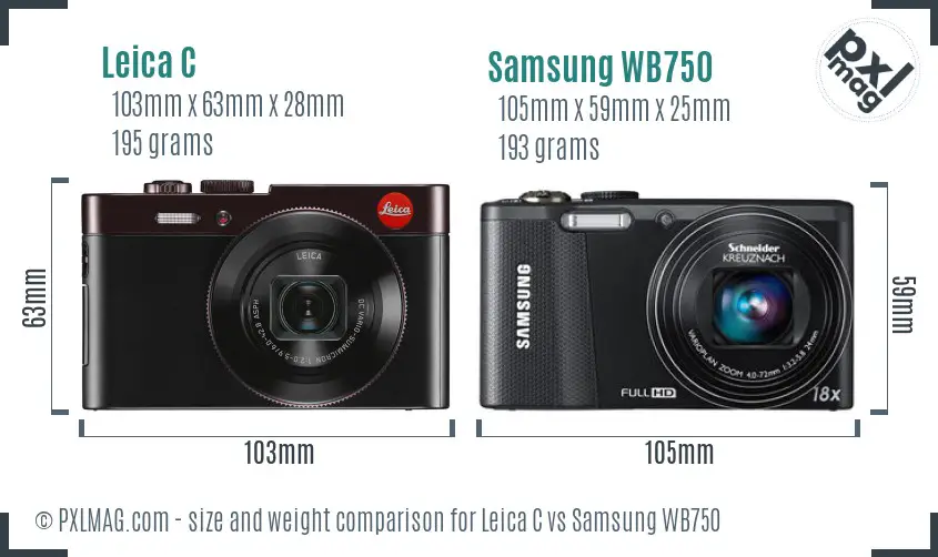 Leica C vs Samsung WB750 size comparison