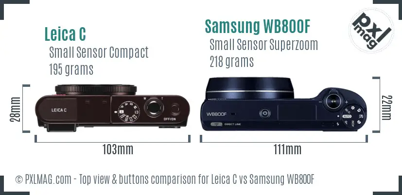 Leica C vs Samsung WB800F top view buttons comparison Leica C vs Samsung WB800F top view buttons comparison