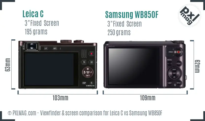 Leica C vs Samsung WB850F Screen and Viewfinder comparison