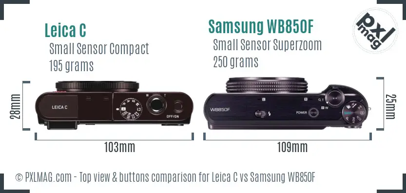 Leica C vs Samsung WB850F top view buttons comparison