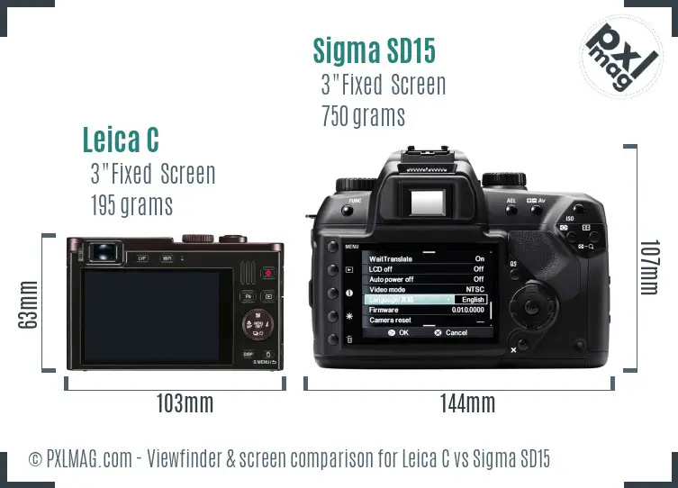 Leica C vs Sigma SD15 Screen and Viewfinder comparison