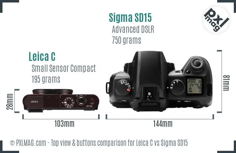 Leica C vs Sigma SD15 top view buttons comparison