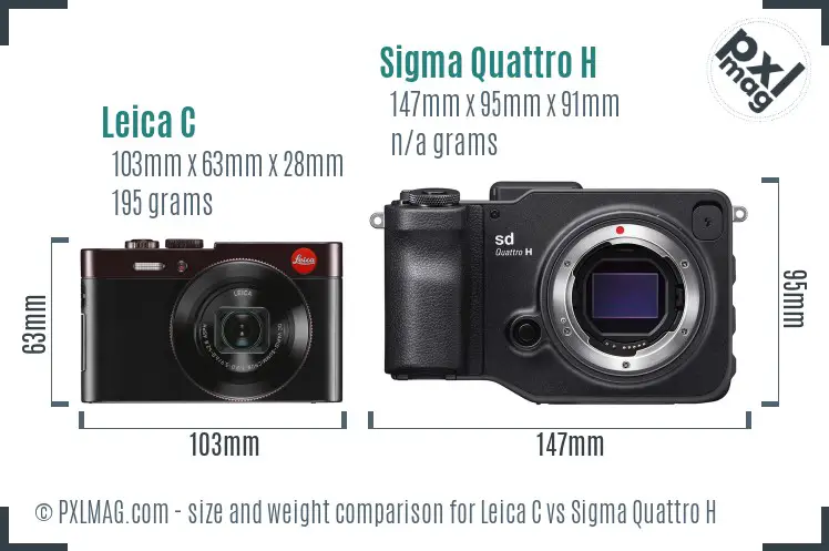 Leica C vs Sigma Quattro H size comparison