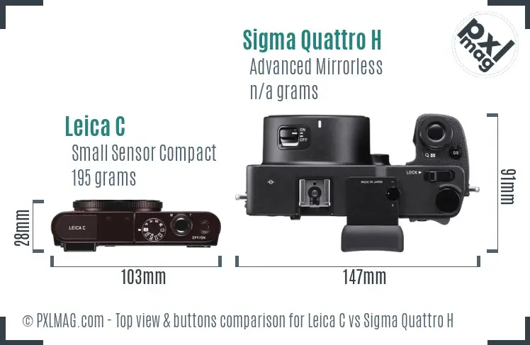 Leica C vs Sigma Quattro H top view buttons comparison