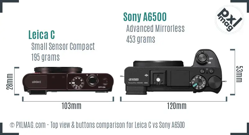 Leica C vs Sony A6500 top view buttons comparison