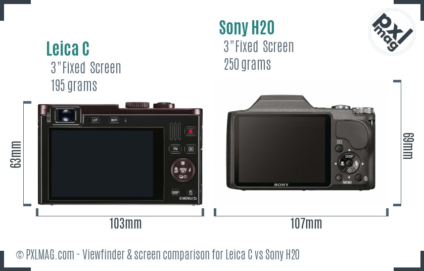 Leica C vs Sony H20 Screen and Viewfinder comparison