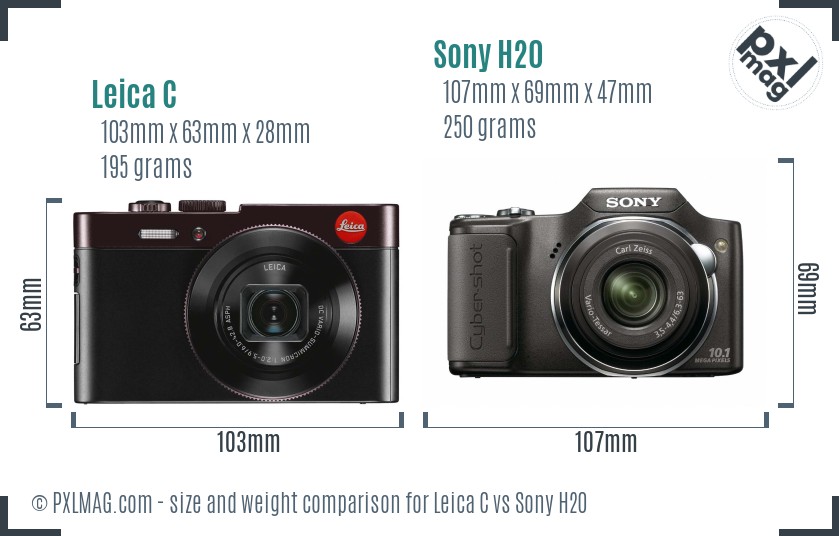 Leica C vs Sony H20 size comparison