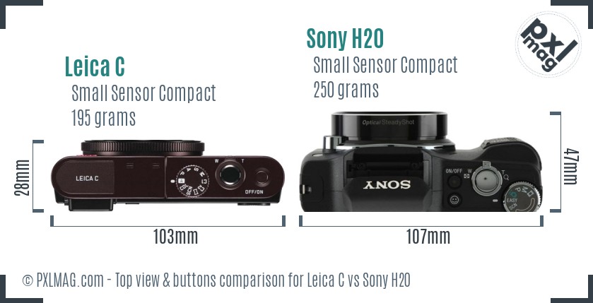 Leica C vs Sony H20 top view buttons comparison