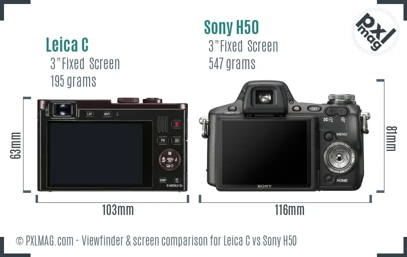 Leica C vs Sony H50 Screen and Viewfinder comparison Leica C vs Sony H50 Screen and Viewfinder comparison
