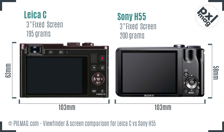 Leica C vs Sony H55 Screen and Viewfinder comparison