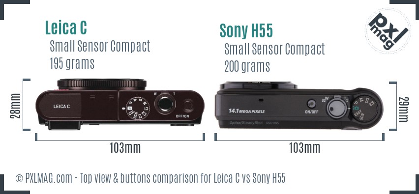 Leica C vs Sony H55 top view buttons comparison