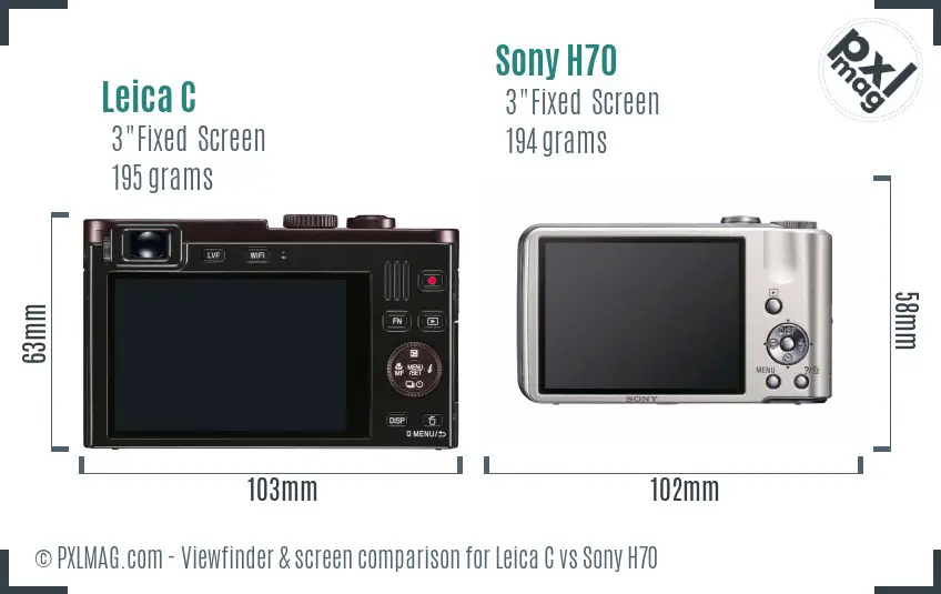 Leica C vs Sony H70 Screen and Viewfinder comparison