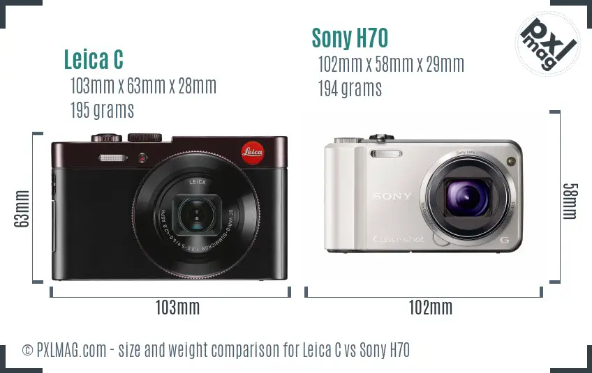 Leica C vs Sony H70 size comparison Leica C vs Sony H70 size comparison