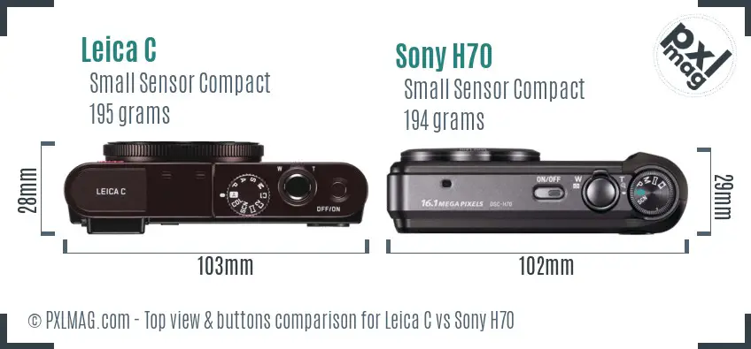 Leica C vs Sony H70 top view buttons comparison