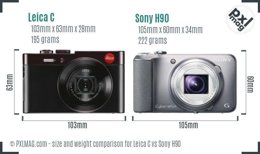 Leica C vs Sony H90 size comparison Leica C vs Sony H90 size comparison
