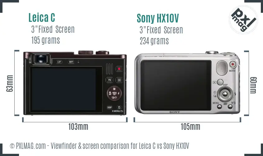 Leica C vs Sony HX10V Screen and Viewfinder comparison Leica C vs Sony HX10V Screen and Viewfinder comparison