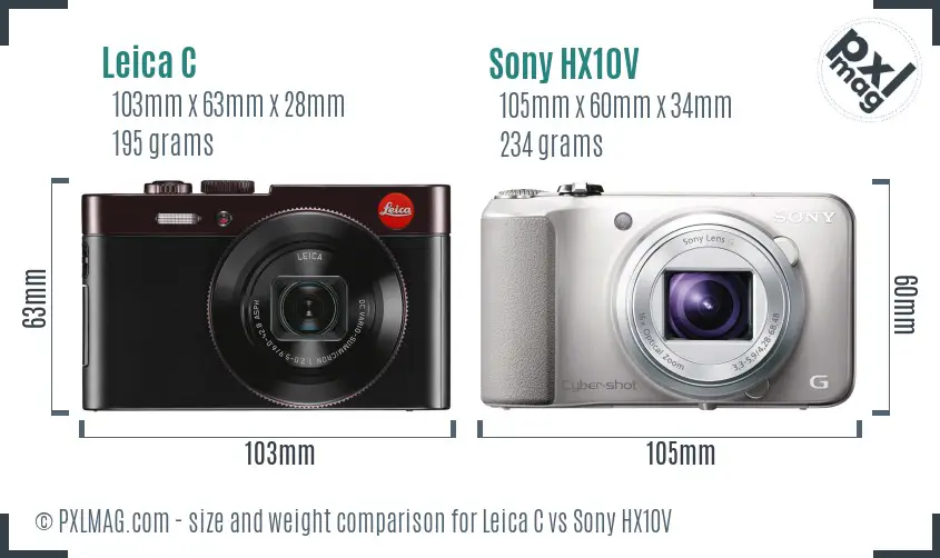Leica C vs Sony HX10V size comparison Leica C vs Sony HX10V size comparison