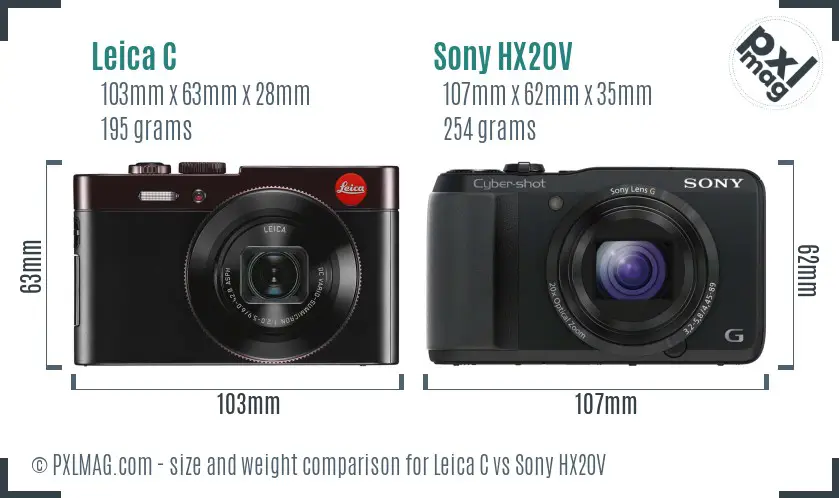 Leica C vs Sony HX20V size comparison