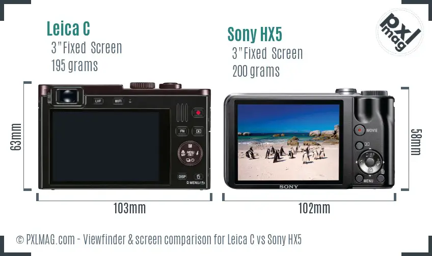 Leica C vs Sony HX5 Screen and Viewfinder comparison Leica C vs Sony HX5 Screen and Viewfinder comparison
