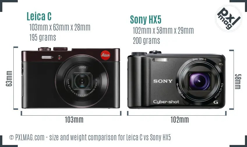 Leica C vs Sony HX5 size comparison Leica C vs Sony HX5 size comparison