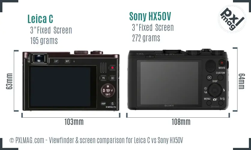 Leica C vs Sony HX50V Screen and Viewfinder comparison