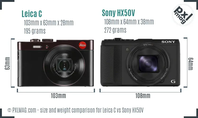 Leica C vs Sony HX50V size comparison