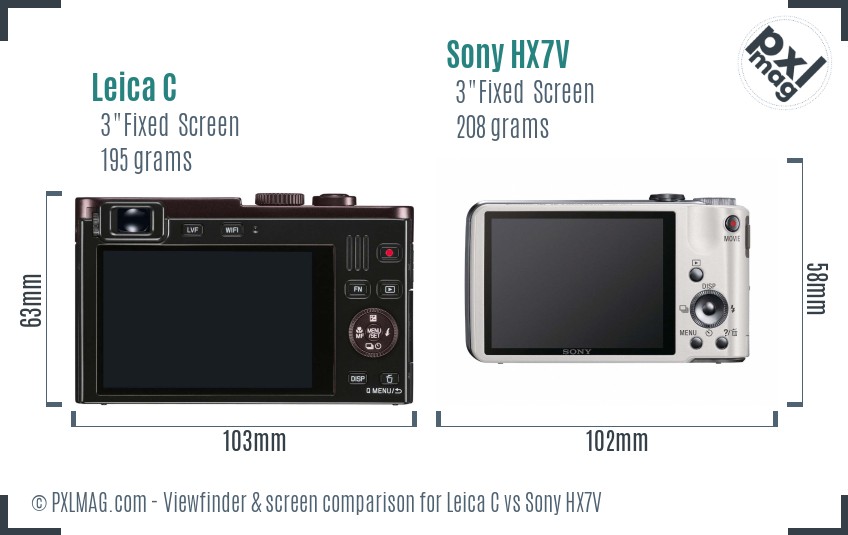 Leica C vs Sony HX7V Screen and Viewfinder comparison